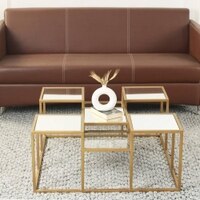 Valentino Glass Mirror Bunching Coffee Table In Dark Gold Finish