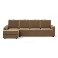 Apollo Compact Sofa (Colour : Fawn Velvet, Cushion : Soft, Back Type : High Back, Seating Capacity : Left Aligned 3 Seater + Left Aligned Chaise + Ottoman)
