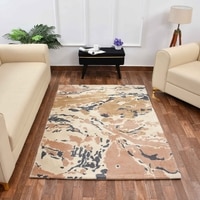Multicolor Abstract Machine Made Polyester 5 X 7 Feet Carpet