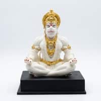 Devotional Divine Serenity Hanuman Statue in White and Gold Colour