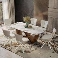 Paloma 6 Seater Pluto Spanish Ceramic Dining Table With Tulip Dining Chairs