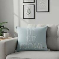 Hip Hop Hooray Jacquard Cushion Cover With Pom Poms  Blue 16X16 Inches