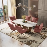 Paloma 6 Seater Pluto Spanish Ceramic Dining Table With Set of 3  Beck Dining Chairs