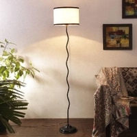 Penny Multicolour Fabric Floor Lamp with Black Iron Base