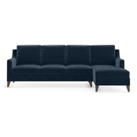 Abbey Sectional Sofa (Colour : Sea Port Blue Velvet, Cushion : Soft, Seater : Right Aligned 3 Seater + Right Aligned Chaise)