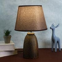 Modern Pearl White Ceramic Table Lamp Brown