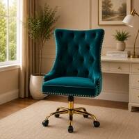 Doe Buck Swen Luxury Teal Tufted Velvet Office Chair