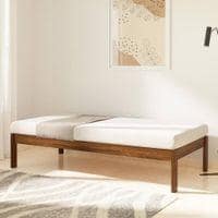 Hudson Solid Wood Single Size Non Storage Bed in Provincial Teak Finish