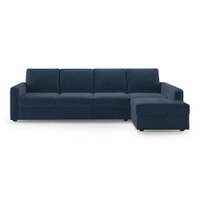 Apollo Sofa (Colour : Lapis Blue, Cushion : Hard, Back Type : Regular, Seating Capacity : Right Aligned 3 Seater + Right Aligned Chaise + Ottoman)