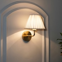 Sadie Shine Brass Metal Finish Wall Light With Pleated Shade