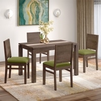 Atlas Crest Storage Solid Wood 4 Seater Dining Table In Danish Walnut Finish