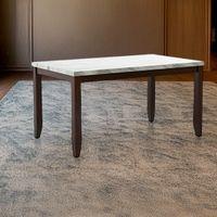 Matteo Stone 6 Seater Dining Table In Dark Walnut Finish