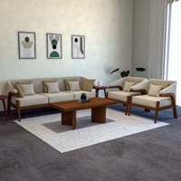 Contemporary Premium Minimalist Fabric Sofa (Colour: Beige, Seater: 3+1+1)