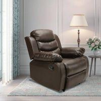 Shine Leatherette One Seater Manual Recliner in Brown Colour