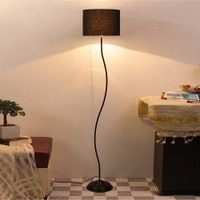 Deven Black Cotton Shade Floor Lamp