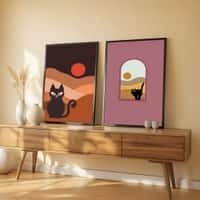 The Castle Decor Boho Abstract Botanical Wall Art Set of 2 Design 3 11x17 Inch