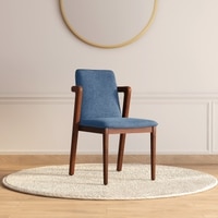 Harper Solid Wood Dining Chair in Honey Finish & Baltic Blue Colour