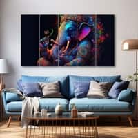 The Castle Decor Lord Ganesha Wall Painting Wooden Framed 27x48 Inch (Style 9)