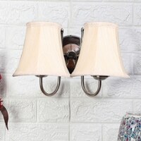 Devansh Dual Steel Metal  Wallmounted Lamp With Cotton Off-White Shade