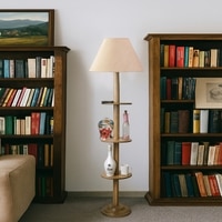 Devansh Shelf Wooden Floor Lamp