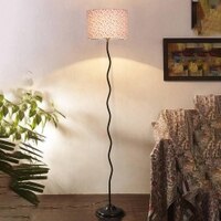 Hadley Zig Zag Iron Floor lamp with Cotton Drum Multicolor Shade (Z29)
