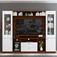 Casper Large Tv Unit Walnut And Frosty White 60 Inches Tv