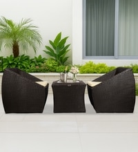 Mudgee  Wicker Table And Chair Set In Brown Dual Tone Finish