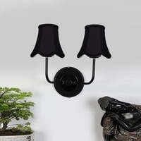 Devansh Dual Black Wallmounted Lamp With Cotton Black Shade