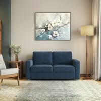 Apollo High Back 2 Seater Fabric Sofa in Lapis Blue Colour