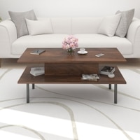 BLUEWUD Eatame Standard Engineered Wood Coffee Center Sofa Tea/Teapoy Console Table for Sofa Set Living Room Home Hall (Brown Maple)