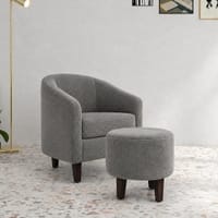 Daviana Boucle Fabric Lounge Chair in Grey Colour