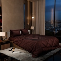 Stoa Paris Comforter Set Double Bed, 300TC Satin Double Bed Comforters in Chocol Chocolate