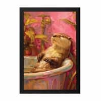 The Castle Decor Relaxing Otter Bathtub Bathroom Wall Art 8x12 Inch