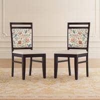 Alaine Dining Chair In Mahogany Finish With Calico Floral Colour