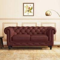 Winchester 2 Seater Premium Italian Leather Sofa In Bordeaux