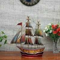Desert Art Metal Handpainted Multicolour Ship Showpiece