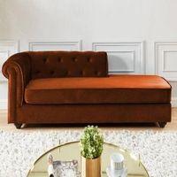 Ease Velvet Chaise Launger in Brown Colour