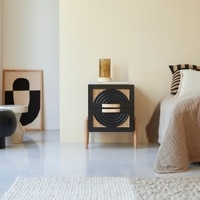 Ziggy Solid Wood Bedside Table in Black Finish