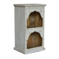 Vector Solid Wood Book Shelf In White Distress Finish