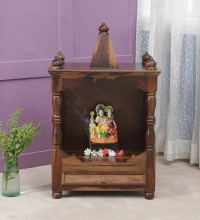 Hami Sheesham Wood  Prayer Unit In Provincial Teak Finish