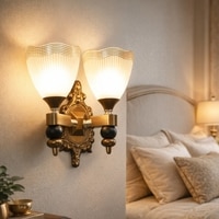 Eliante Modern Wall Lights Mild Steel & Glass Material Antique & Gold, White Finish