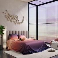 Stoa Paris Satin Bedsheets for Super King Size Bed with 2 Pillow Covers heets for Peach Twilight