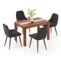 Atlas Crest Solid Wood 4 Seater Dining Table With Rickman Lounge Chairs
