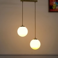 Orb Dule Glass Pendant Light -  Frosted White & Shine Brass