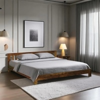 Hertfort Solid Wood King  Size Bed Without Storage (Provincial Teak Finish)