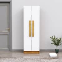 Hexa Red Wooden 2 Door Wardrobe with 4 Shelves in Giant Wood and Frosty White Colour