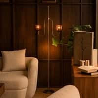 Lior Handicrafted Floor Lamp in Antique Silver Brass finish and Amber Colour