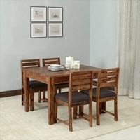 Arbor 4 Seater Dining Set with Cushioned Chairs in Dark Grey Colour