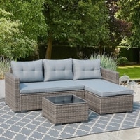 Lana  Outdoor Set in Grey Colour (1 Chair, 2 Ottomans & 1 Table)