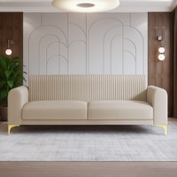 Veniza Velvet 3 Seater Sofa In Cream Colour
